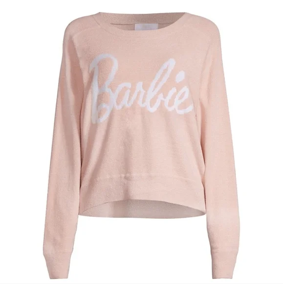 Barbie Barefoot Dreams CozyChic Sweatshirt Pullover Sz L NWT - Picture 2 of 7